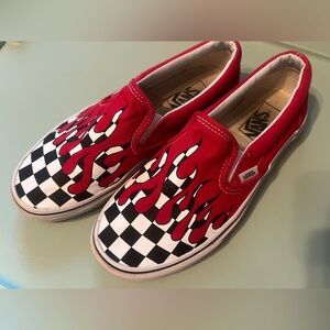 Vans Red Flame Checkered Sneakers